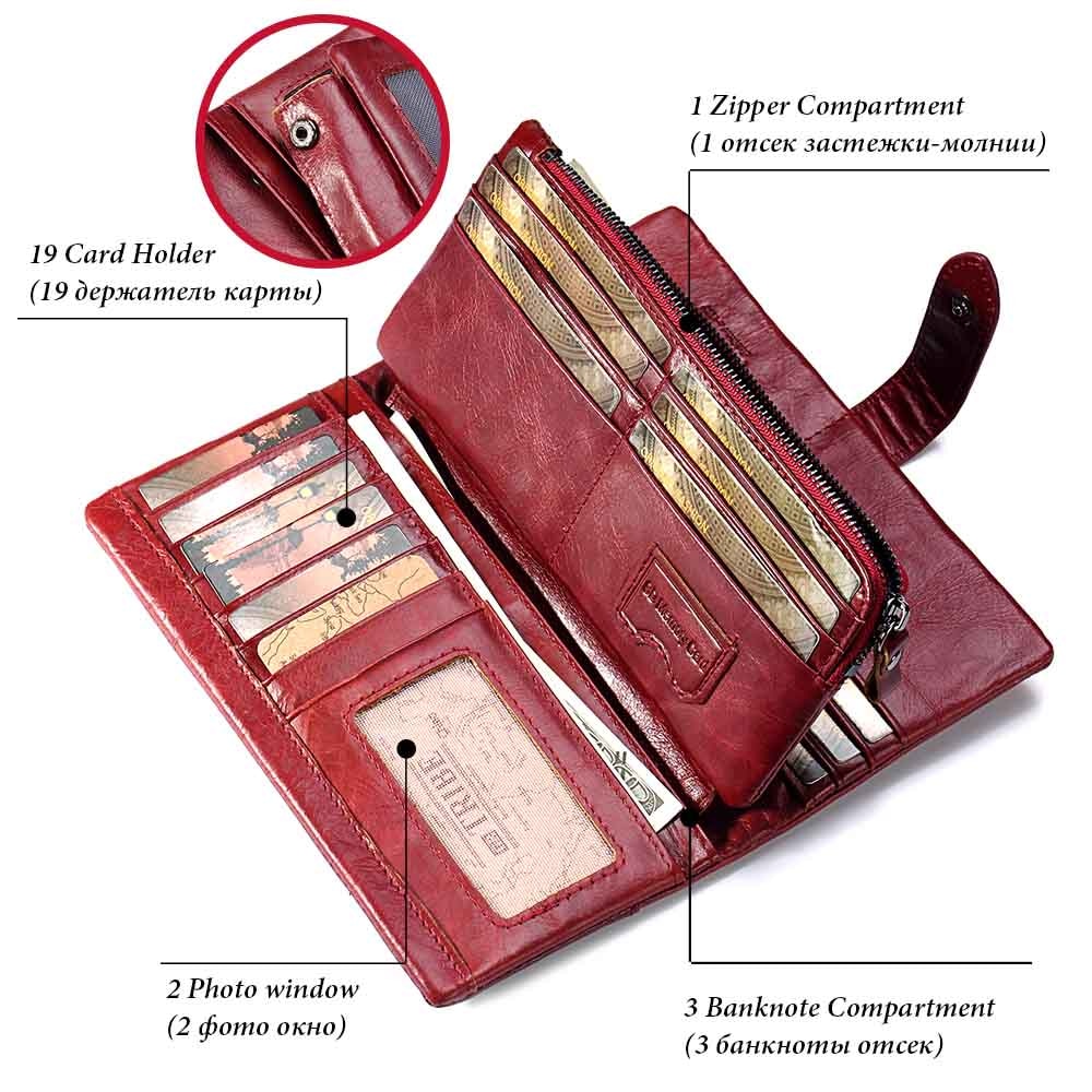 Genuine Leather Wallet Purse Luxury Cow Leather