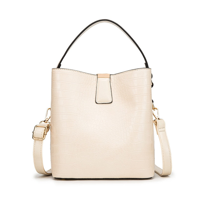 Crocodile Pattern Bucket Leather Handbags