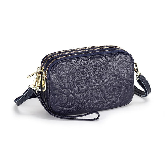 Camellia Genuine Leather Crossbody Bag Cell Phone Bag Luxury Handbags