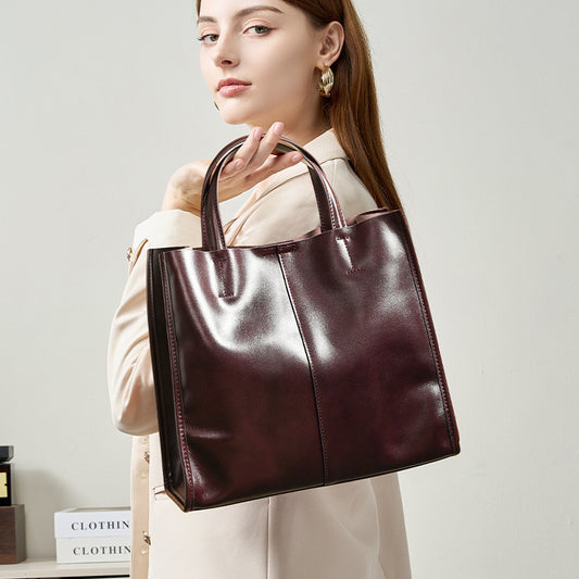 Genuine Leather First Layer Cowhide  Tote Bag