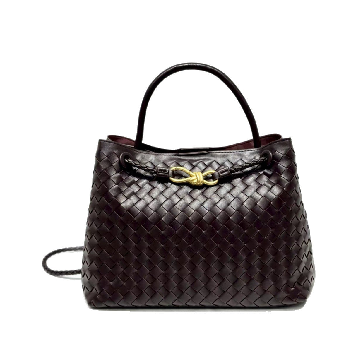 Figure-8 Shaped Metal Bow Genuine Leather Tote Bag, Single Shoulder, Handheld, Large Capacity, Crossbody Women's Bag ...