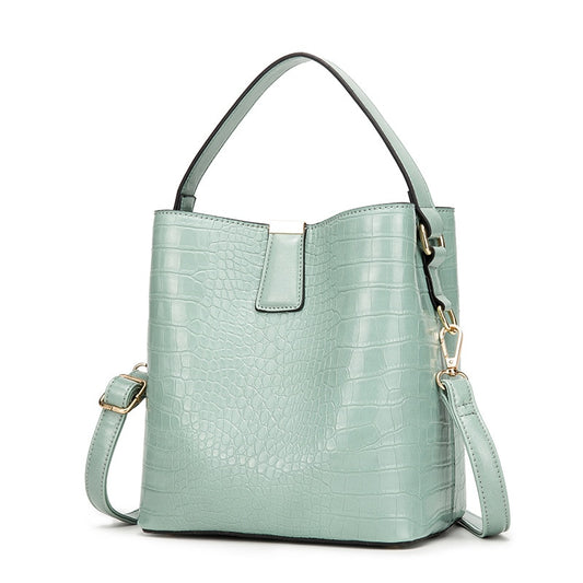 Crocodile Pattern Bucket Leather Handbags