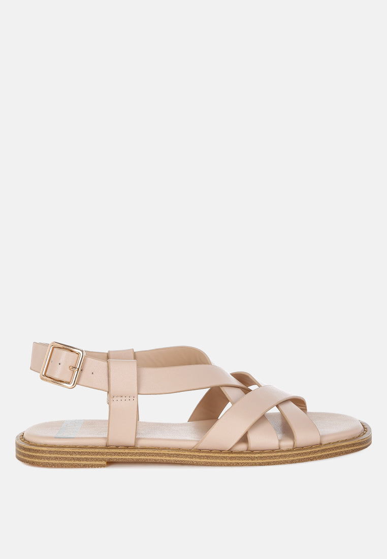 Kapaka Real Leather Flat Gladiator Sandals