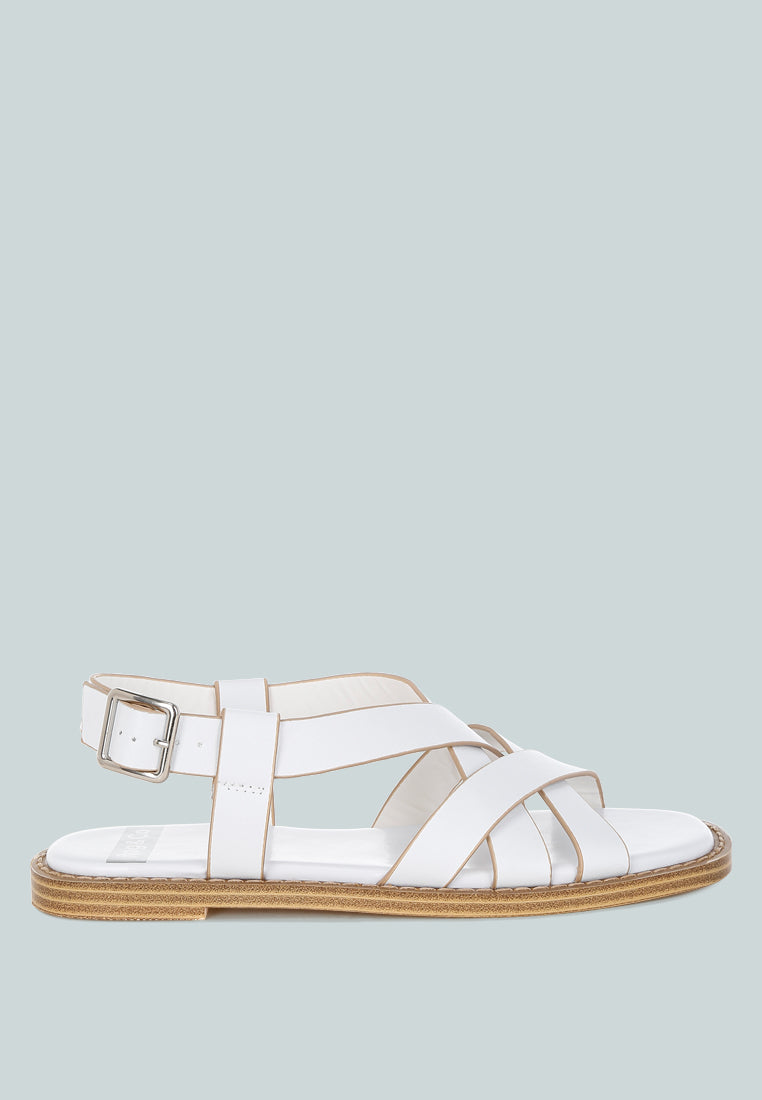 Kapaka Real Leather Flat Gladiator Sandals