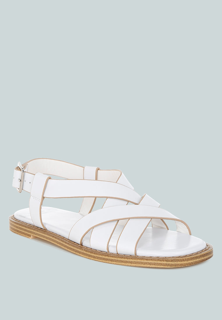 Kapaka Real Leather Flat Gladiator Sandals