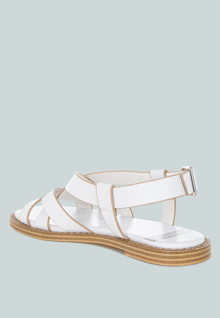 Kapaka Real Leather Flat Gladiator Sandals