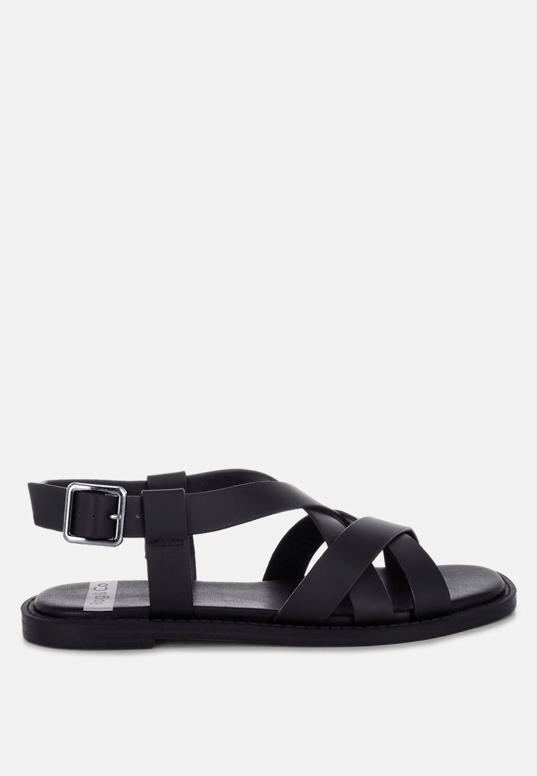 Kapaka Real Leather Flat Gladiator Sandals